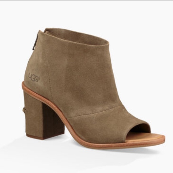 UGG Ginger Suede Open Toe Boots Size 8 - Picture 14 of 14